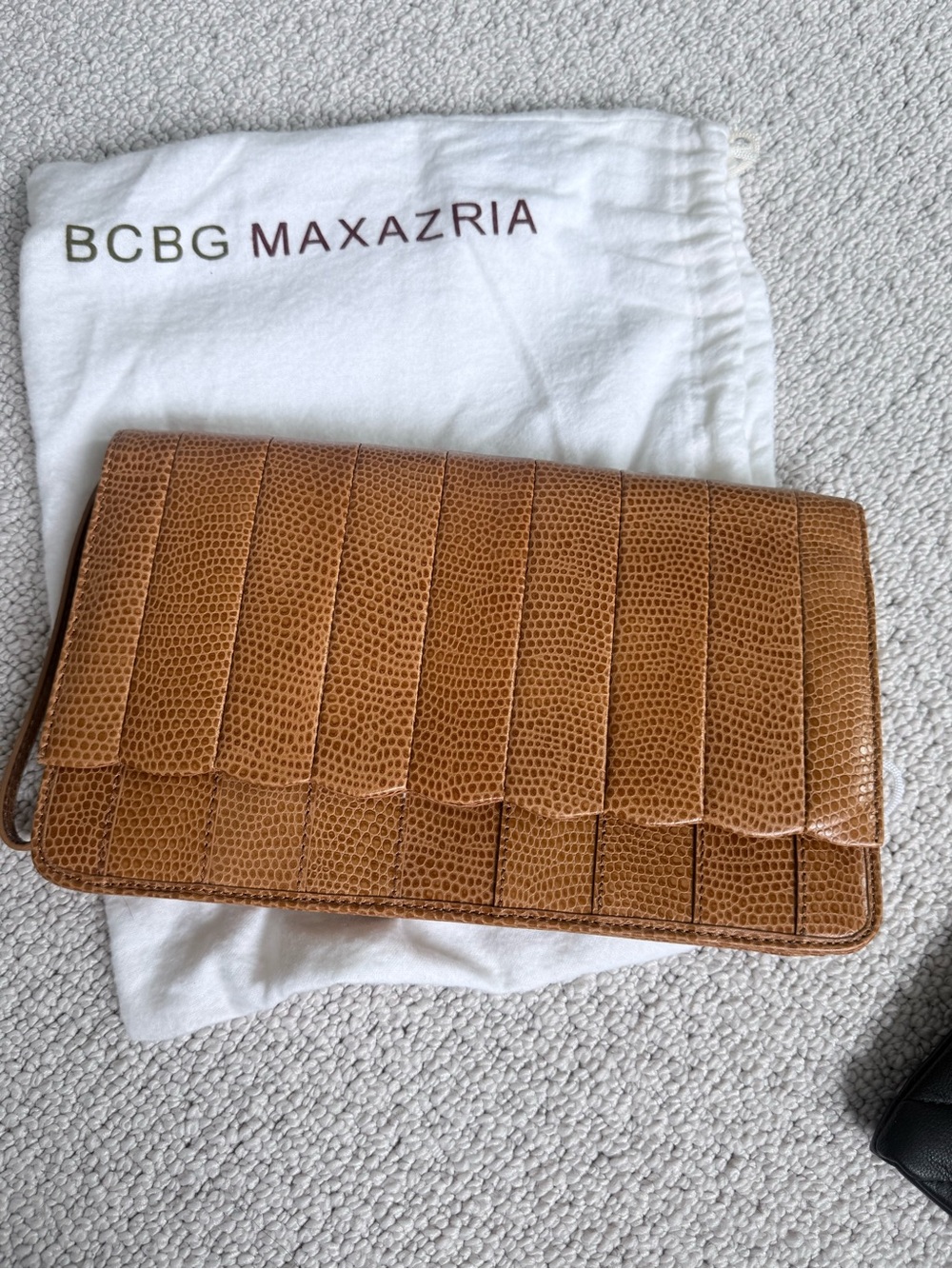 BCBGMaxAzria Camel Textured Leather Clutch